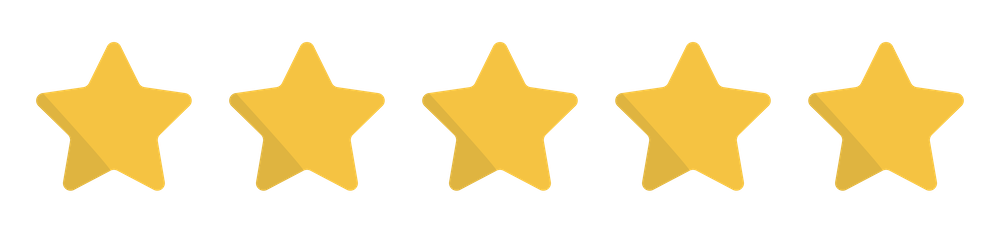 Five yellow stars in a horizontal row on a transparent background, symbolizing a five-star rating, perfect for showcasing excellence in WordPress website maintenance.