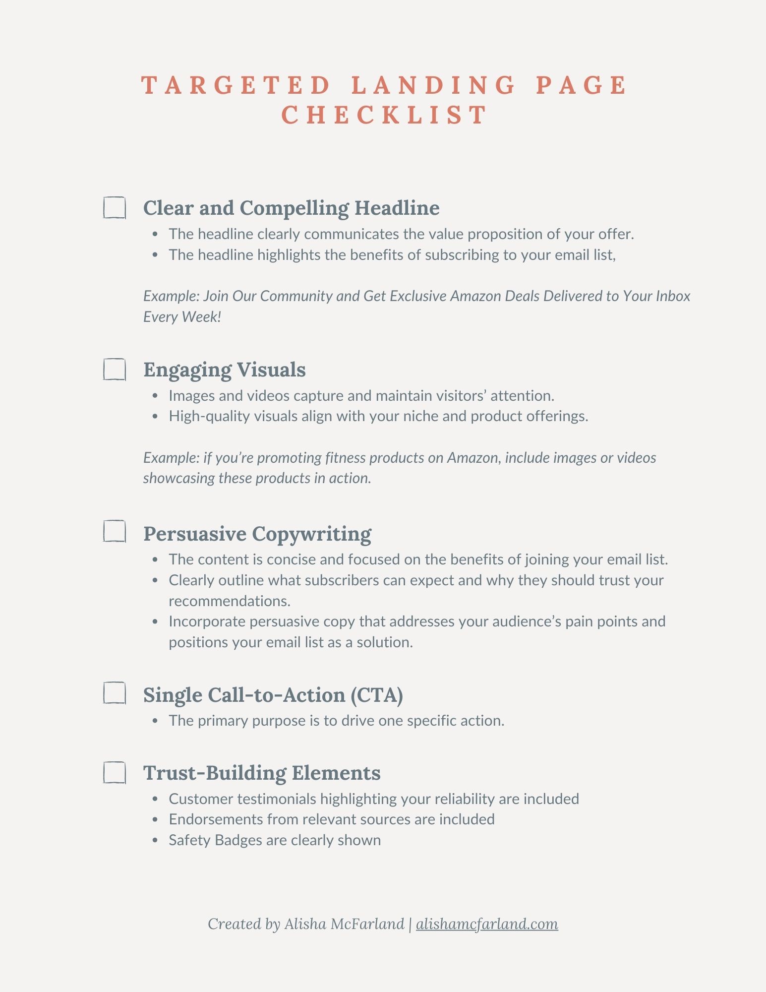 Targeted Landing Page Checklist