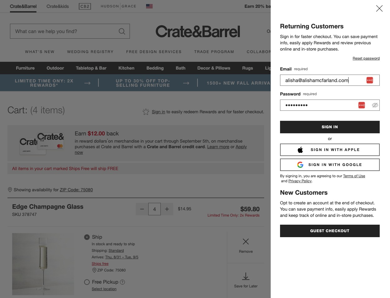 Cart-Crate-Barrel-Example-of-Guest-Checkout