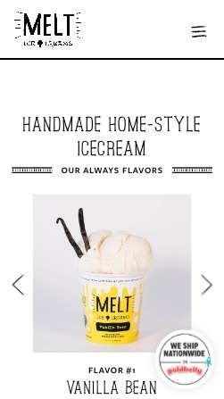 Example of Melt Ice Cream's Website Showing Resposive Design